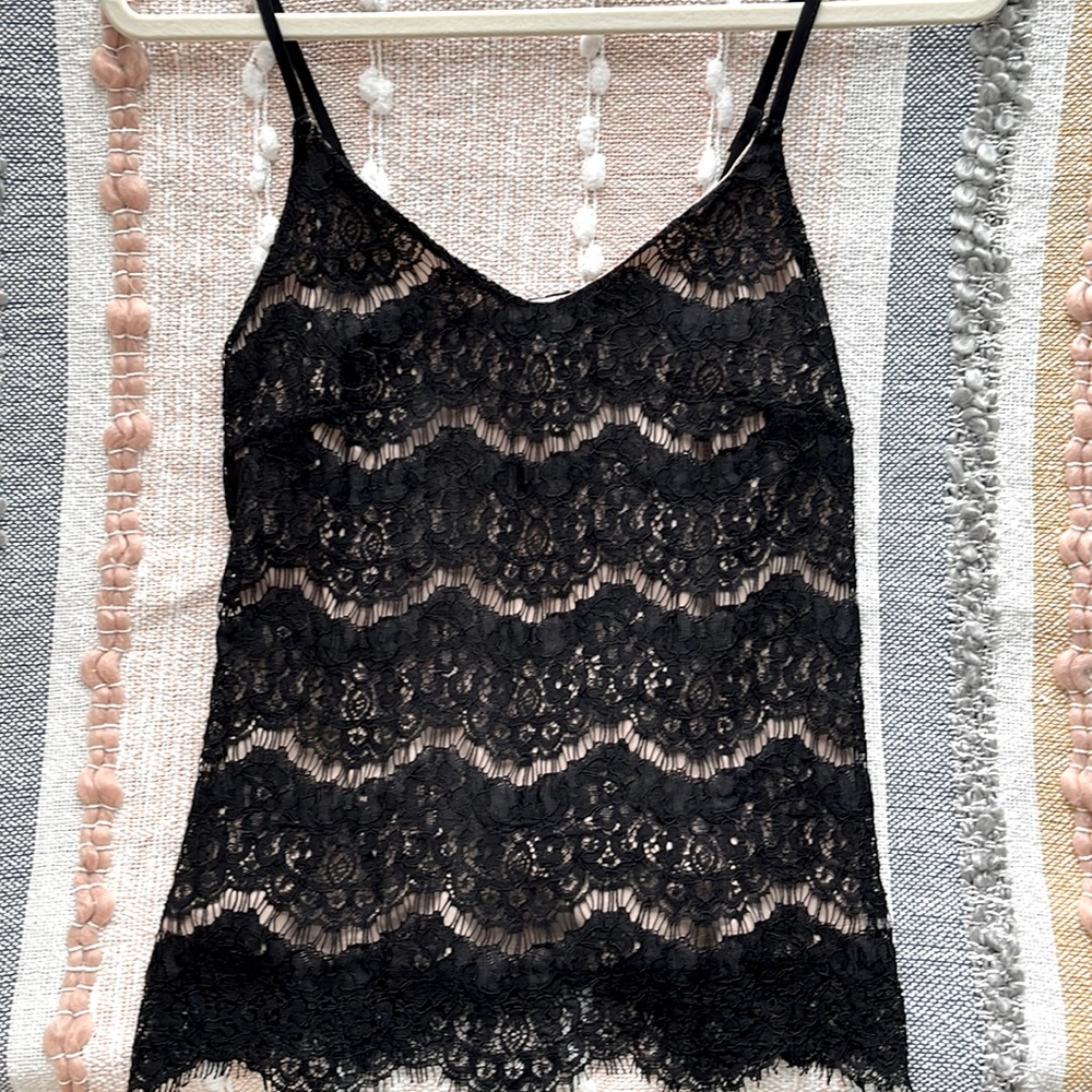 NWT Scallop Eyelash Lace Black Cami